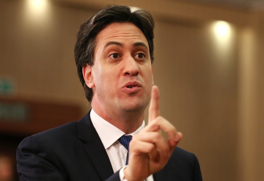 Labour Party Leader Ed Miliband Focuses On The Economy