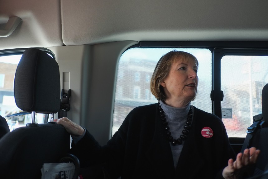 Deputy Leader Of The Labour Party Harriet Harman Campaigns On The Pink Bus