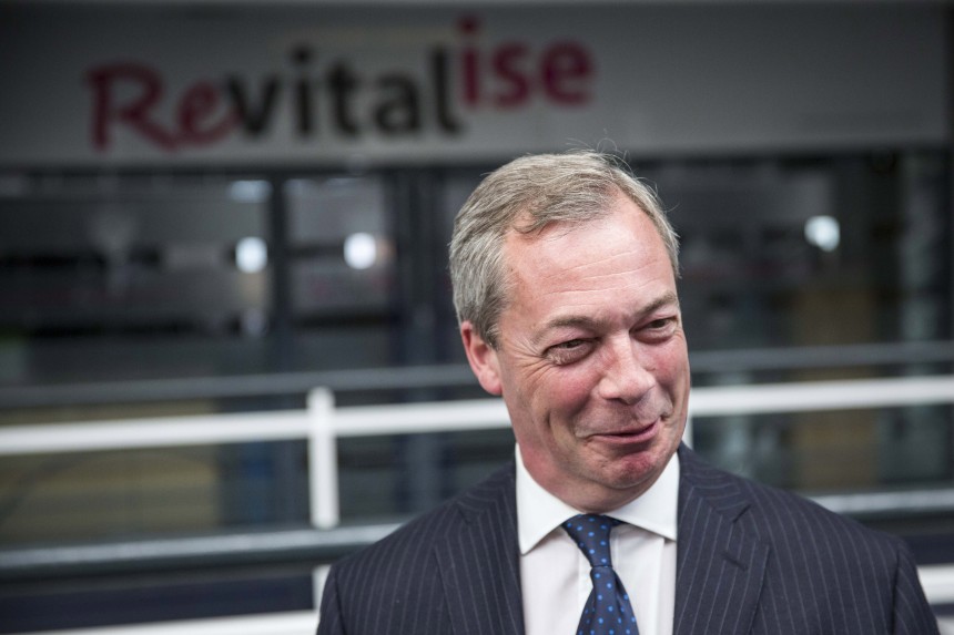 LONDON, ENGLAND - APRIL 25:  Nigel Farage, leader of the UK Independence Party, arrives at the Business Design Centre before speaking to an audience at the Master Investor Show on April 25, 2015 in London, England.  The UK will vote in a general election on May 7th.  (Photo by Rob Stothard/Getty Images)