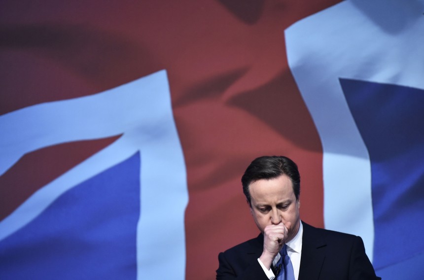 Britain's Prime Minsiter David Cameron launches the Conservative Party's election manifesto in Swindon, western England