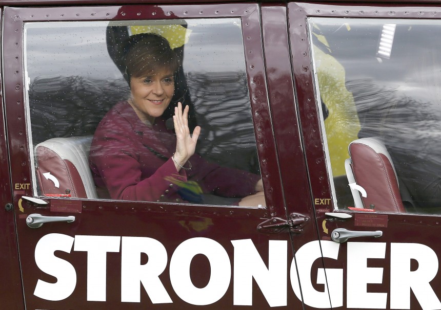 Nicola Sturgeon Boards A Helicopter To Continue Campaigning